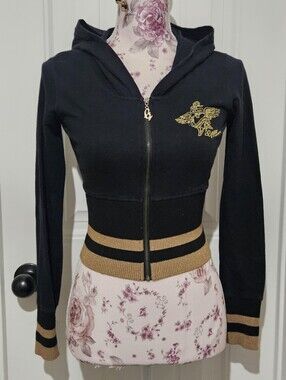 Black & Gold Zip Up Hoodie